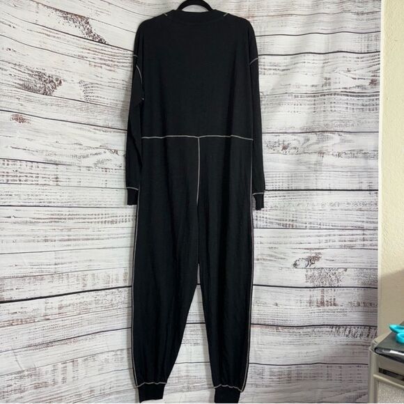 Natural Life Jumpsuit Womens size M slouchy Black oversized Drop Waist Boho New - Picture 4 of 10